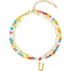 Adornia Initial Layered Bracelet In Multi-u