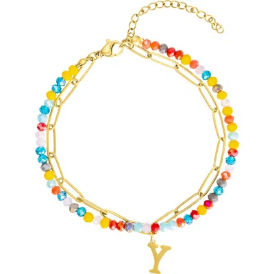 Adornia Initial Layered Bracelet In Multi-y