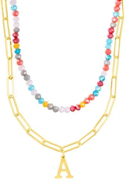 Adornia Initial Layered Necklace In Multi-a