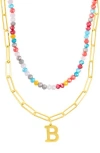 Adornia Initial Layered Necklace In Multi-b