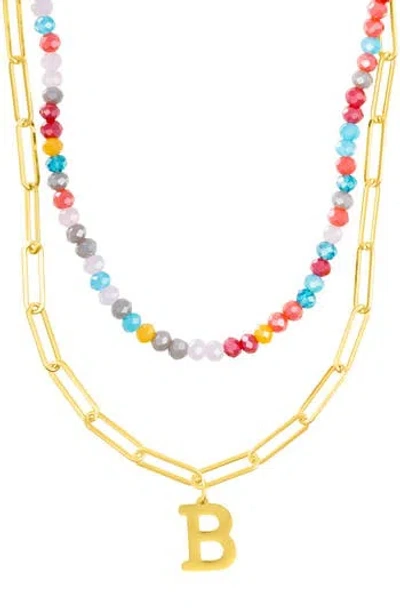 Adornia Initial Layered Necklace In Multi-b