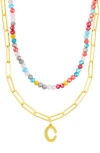 Adornia Initial Layered Necklace In Multi-c