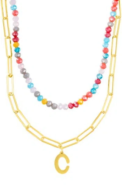 Adornia Initial Layered Necklace In Multi-c