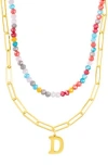 Adornia Initial Layered Necklace In Multi-d