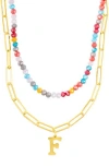 Adornia Initial Layered Necklace In Multi-f