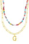Adornia Initial Layered Necklace In Multi-g