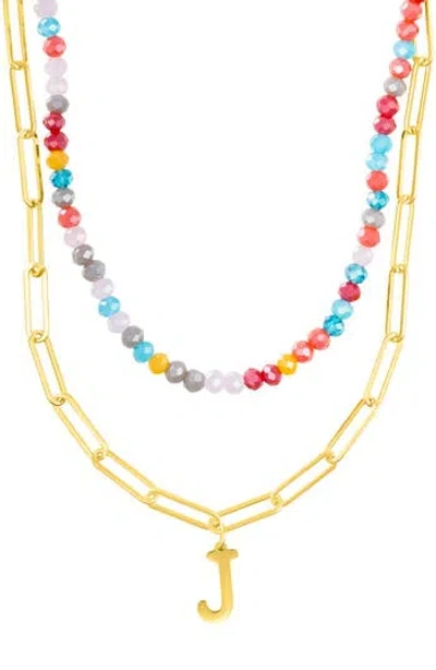Adornia Initial Layered Necklace In Multi-j