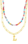 Adornia Initial Layered Necklace In Multi-l