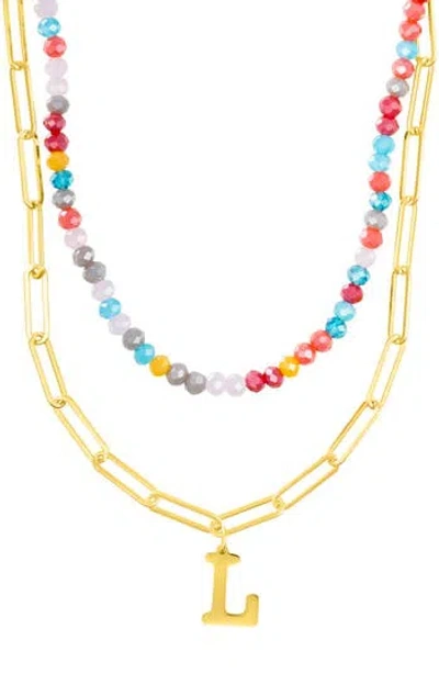 Adornia Initial Layered Necklace In Multi-l