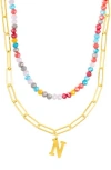 Adornia Initial Layered Necklace In Multi-n
