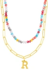 Adornia Initial Layered Necklace In Multi-r