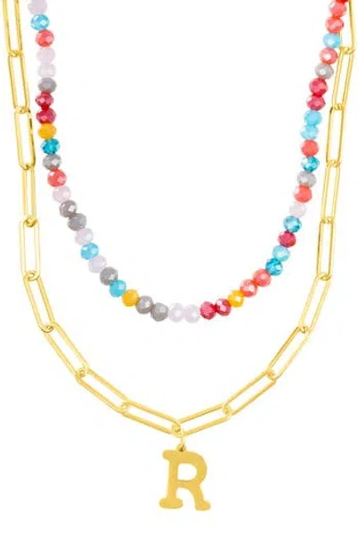 Adornia Initial Layered Necklace In Multi-r