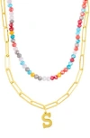 Adornia Initial Layered Necklace In Multi-s