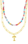 Adornia Initial Layered Necklace In Multi-t