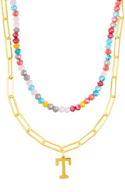 Adornia Initial Layered Necklace In Multi-t