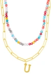 Adornia Initial Layered Necklace In Multi-u