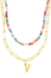 Adornia Initial Layered Necklace In Letter U