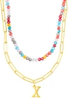 Adornia Initial Layered Necklace In Multi-x