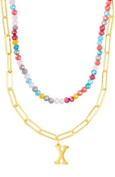 Adornia Initial Layered Necklace In Multi-x