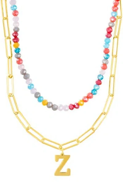 Adornia Initial Layered Necklace In Multi