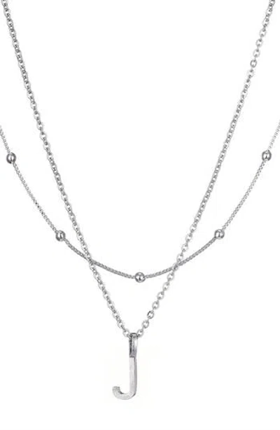 Adornia Initial Pendant Layered Chain Necklace In Silver