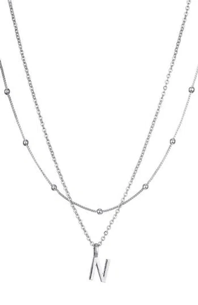 Adornia Initial Pendant Layered Chain Necklace In Silver