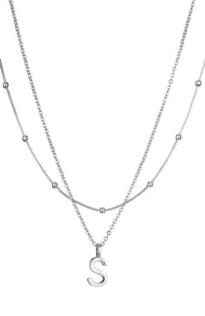 Adornia Initial Pendant Layered Chain Necklace In Silver