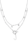 Adornia Initial Pendant Layered Chain Necklace In Silver-j