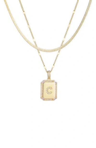 Adornia Initial Tag Pendant Necklace