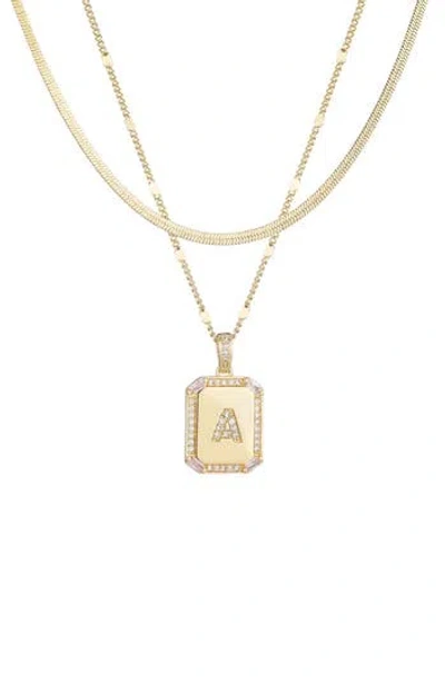 Adornia Initial Tag Pendant Necklace