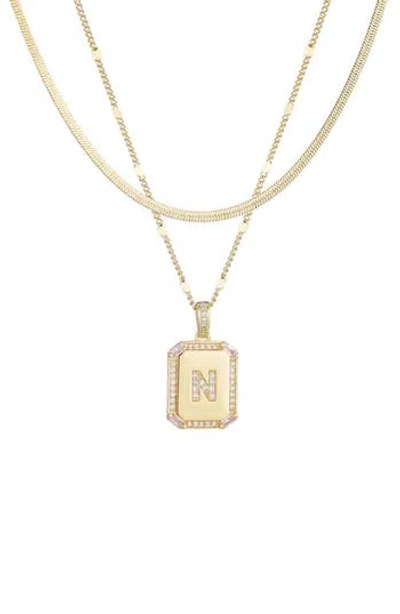Adornia Initial Tag Pendant Necklace