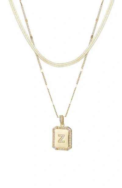 ADORNIA ADORNIA INITIAL TAG PENDANT NECKLACE