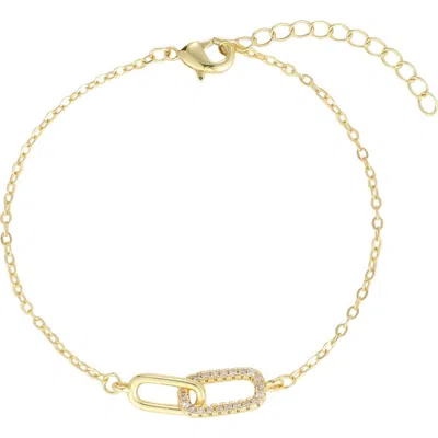 Adornia Interlocking Link Cubic Zirconia Chain Bracelet In Gold