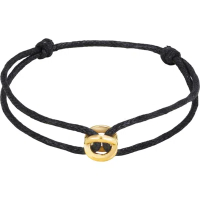 Adornia Interlocking Rings Cord Bracelet In Black/ Gold