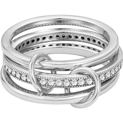 Adornia Interlocking Stacked Cubic Zirconia Rings In Silver