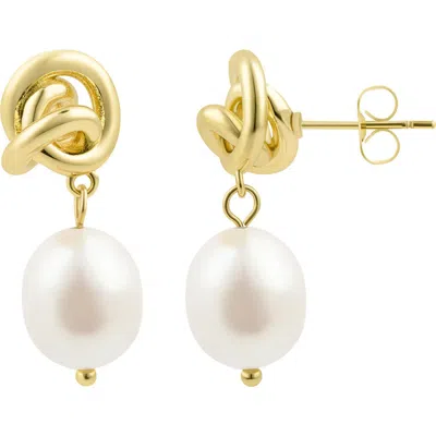 Adornia Freshwater Cultivated Pearl Knot Earrings In Gold,white