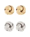 Adornia Knot Stud Set Silver Gold In Multi