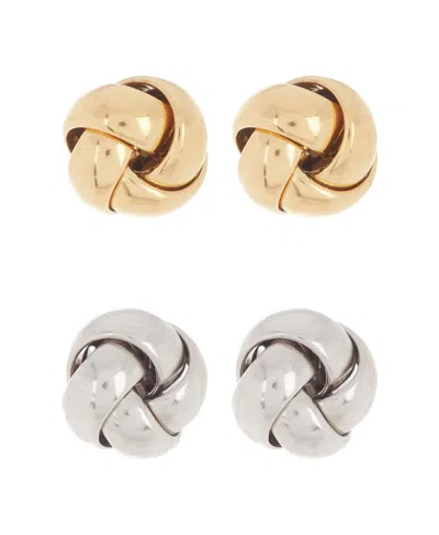 Adornia Knot Stud Set Silver Gold In Multi