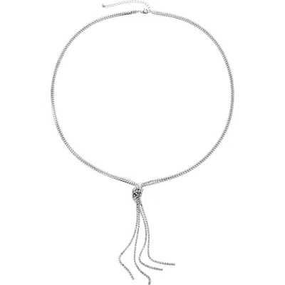 Adornia Knotted Box Chain Lariat Necklace In Metallic