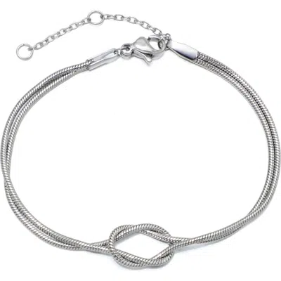 Adornia Tarnish Resistant Silver Plated Knotted Rope Chain Bracelet