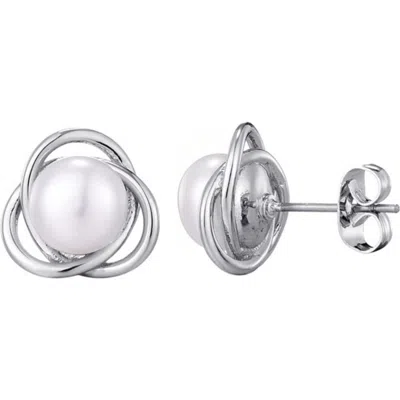 Adornia Knotted Freshwater Pearl Stud Earrings In Silver