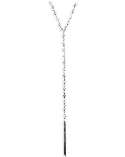 Adornia Labrdorite & Diamonds Terry Y Necklace In Silver