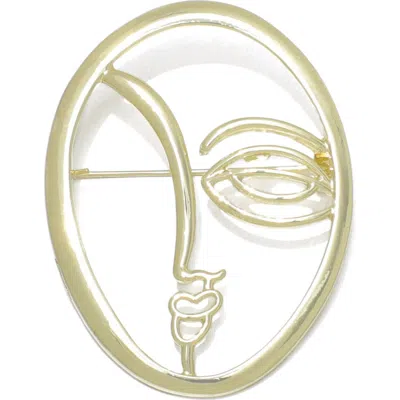 Adornia Lady Face Brooch In Gold
