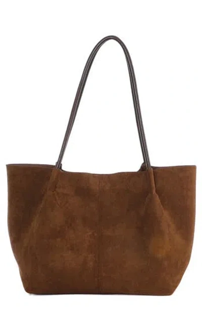 Adornia Large Faux Leather Tote With Clutch In Brown