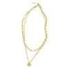 Adornia Layered Paper Clip Chain Heart Pendant Necklace Gold In Yellow