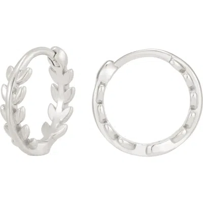 Adornia Leaf Huggie Hoop Earrings In Silver