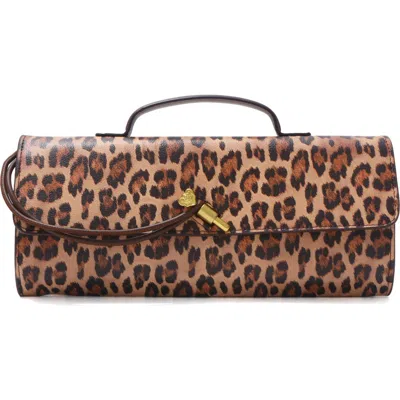 Adornia Leopard Print Faux Leather Envelope Bag In Brown
