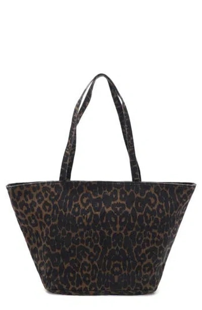 Adornia Leopard Print Large Tote Bag In Red