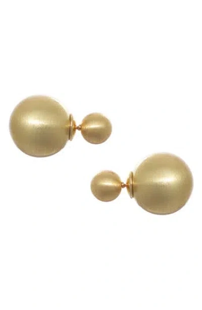 Adornia 14k Plated Matte Finish Double Ball Earrings In Gold
