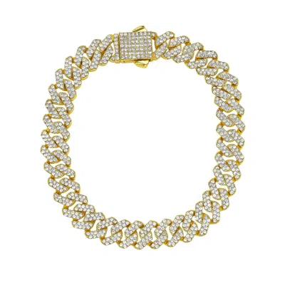 Adornia Men's 10mm Cuban Edge Chain With Cz Gold In Silver